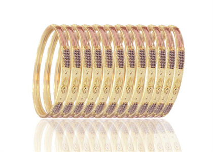 Three Tone Plated Stamp Bangles
